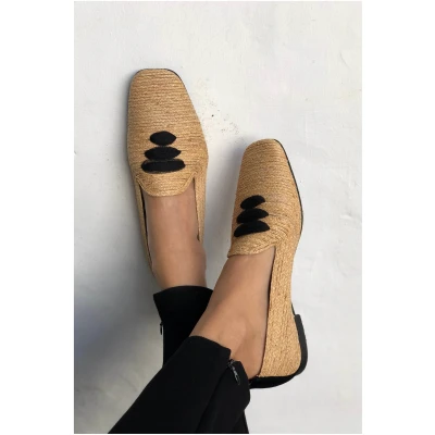 Momoc Damen vegan Loafers Casablanca Raffia