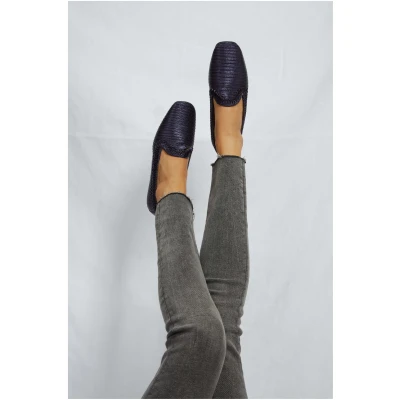 Momoc Damen vegan Loafers Ny Ozeanblau Metallic