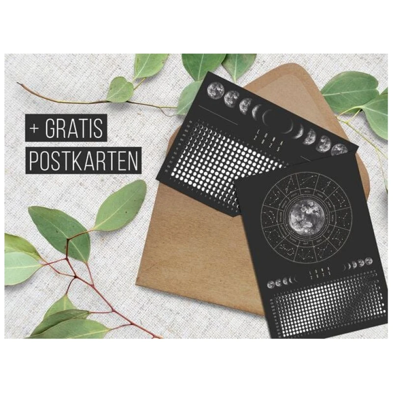 Mondkalender 2025 - Poster A2, A3, A4 - schwarz, beige - Posterleisten // ShellyCreates