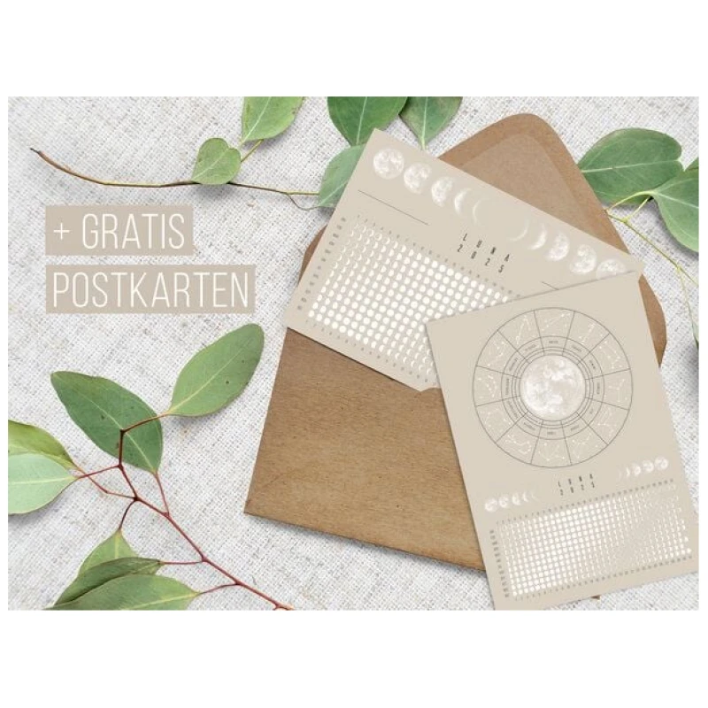 Mondkalender 2025 - Poster A2, A3, A4 - schwarz, beige - Posterleisten // ShellyCreates