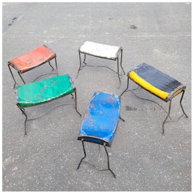 Moogoo Creative Africa Upcycling Hocker aus alten Ölfässern und Tanks | Unikate | verschiedene Farben