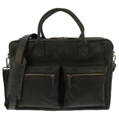 MoreThanHip Große Arbeitstasche mit 15,6"-Laptopfach aus mattem Vintage-Öko-Leder - Sycamore - braun oder schwarz