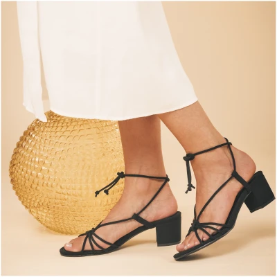Nae Damen vegan Hochhackige Sandalen Holly Schwarz