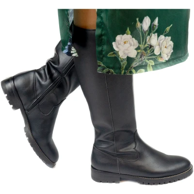 Nae Damen vegan Hohe Stiefel Lou Schwarz