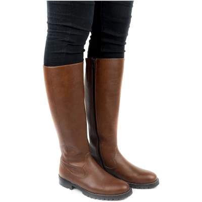 Nae Damen vegan Kniehohe Stiefel Lou Braun