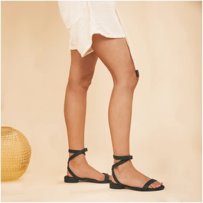 Nae Damen vegan Sandalen Basilikum Schwarz