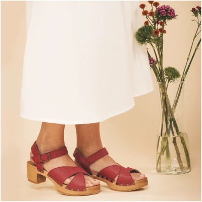 Nae Damen vegan Sandalen Magnolie Rot