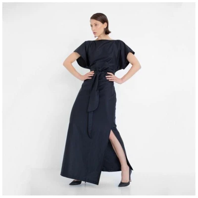 Natascha von Hirschhausen Langes Abendkleid aus schwarzer Bio-Baumwolle