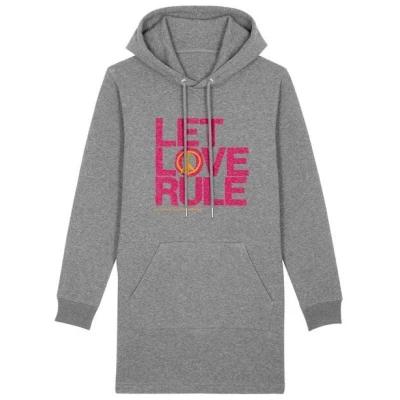 Natural Born Yogi Sweatshirt Hoodie Kleid - Let Love Rule pink