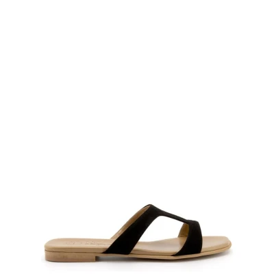 Noah Damen vegan Offene Sandale Letizia Wildleder - Schwarz
