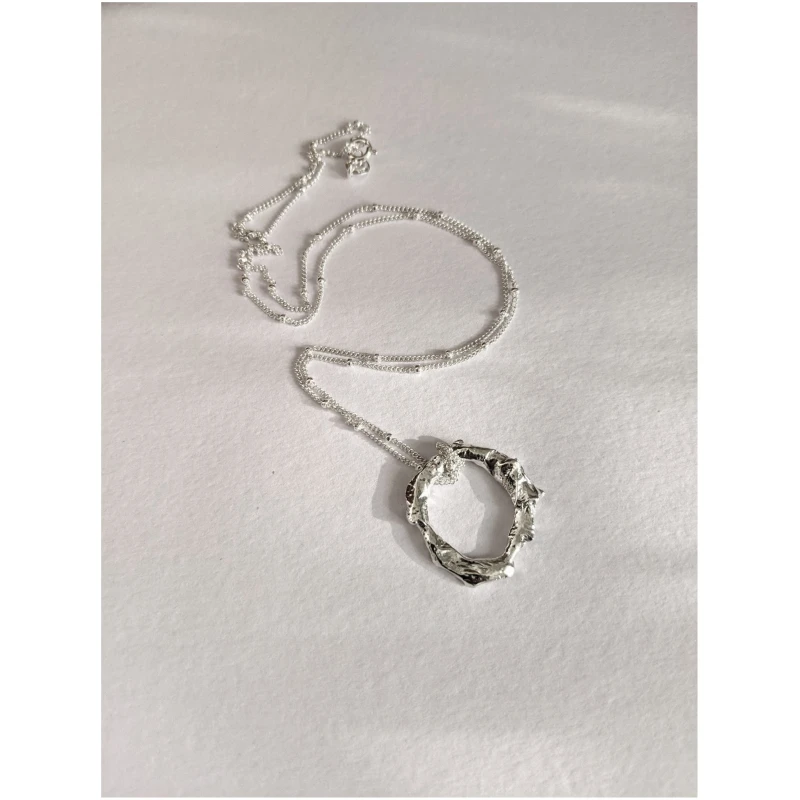 Nouare Jewelry Damen vegan Halskette Kreis Silber