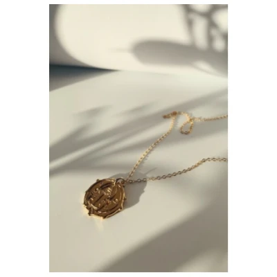 Nouare Jewelry Damen vegan Halskette Mondgesicht Vergoldet