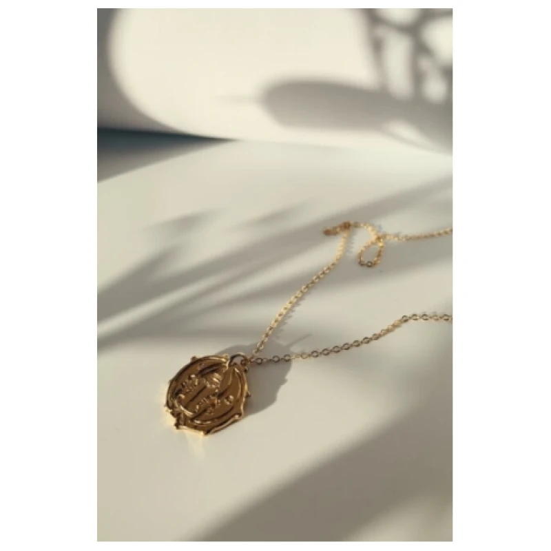 Nouare Jewelry Damen vegan Halskette Mondgesicht Vergoldet
