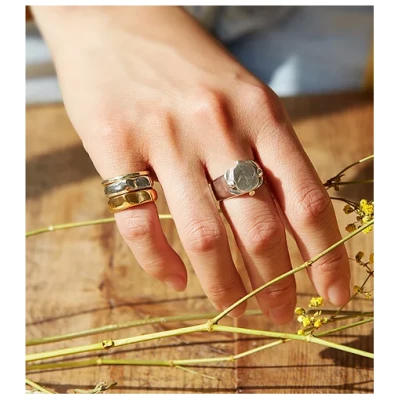 Nouare Jewelry Damen vegan Pinky Ring Gold Plattiert