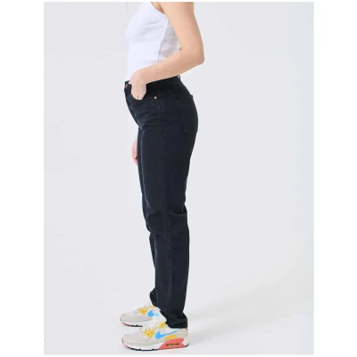 Nudie Jeans Damen vegan Mom Jeans Breezy Britt Aged Black