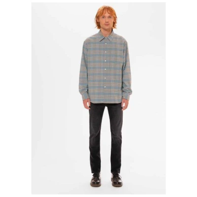 Nudie Jeans Hemd Filip Basket Prairie - Light Blue