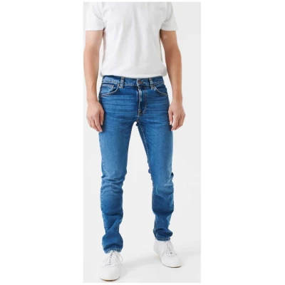 Nudie Jeans Herren vegan Jeans Slim Tapered Fit Lean Dean Lost Orange Blau