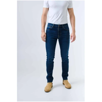 Nudie Jeans Herren vegan Jeans Slim Tapered Fit Lean Dean New Ink Blau