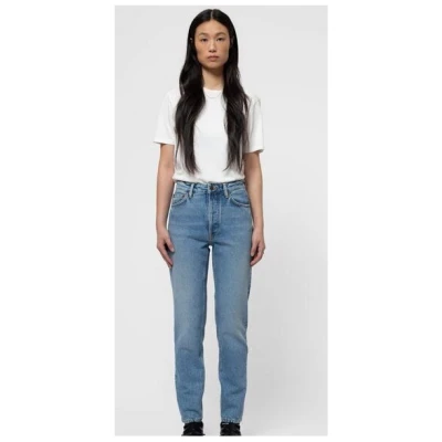 Nudie Jeans Highwaist Jeans - Breezy Britt Blue Rebel - aus Bio-Baumwolle