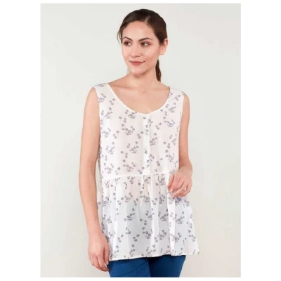 ORGANICATION Allover Print Bluse aus TENCEL Lyocell mit Volant-Saum und Knopfleiste