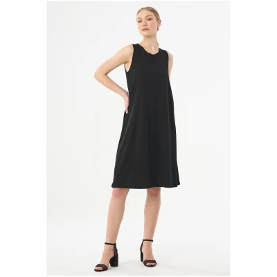 ORGANICATION Damen vegan Ärmelloses Jerseykleid Schwarz