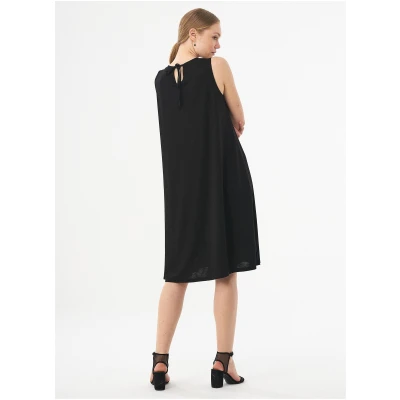 ORGANICATION Damen vegan Ärmelloses Jerseykleid Schwarz