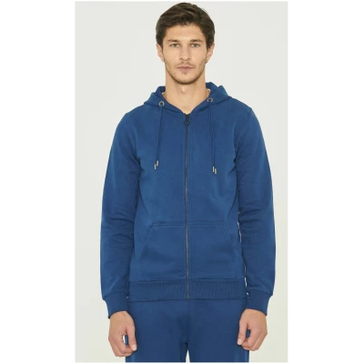 ORGANICATION Herren vegan Sweatjacke Mit Kapuze Aus Bio-Baumwolle Navy