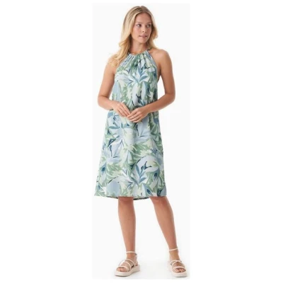 ORGANICATION Neckholder-Kleid aus LENZING ECOVERO mit Blattmuster