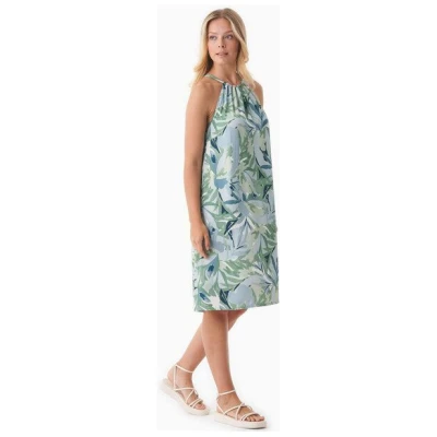 ORGANICATION Neckholder-Kleid aus LENZING ECOVERO mit Blattmuster