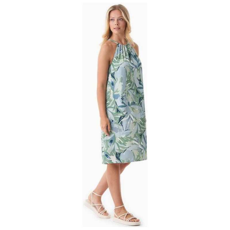 ORGANICATION Neckholder-Kleid aus LENZING ECOVERO mit Blattmuster