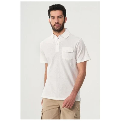 ORGANICATION Poloshirt aus Leinengemisch mit Brusttasche