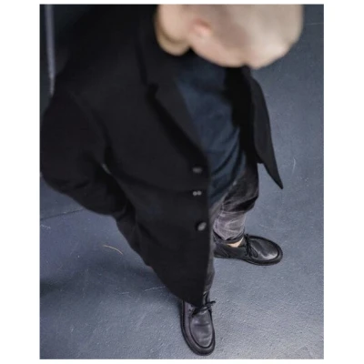 OSWEN Herren Lederschuh Stiefel aus schwarzen Büffelleder zum Schnüren mit Korksohle