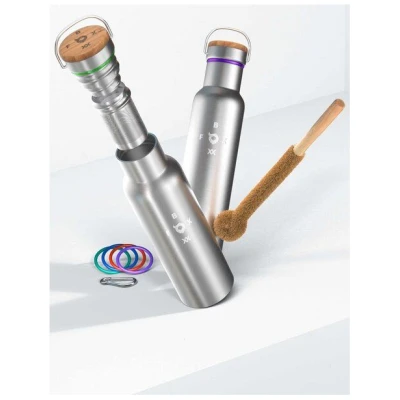 ÖKO FOXBOXX Flasche isol. 0,5 - 0,75 / Teesieb & Sportcap Bürste Karabiner