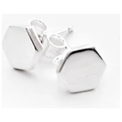 Ohrstecker Hexagon Silber