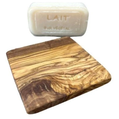 Olivenholz erleben Seifenablage 9 x 9 cm aus Olivenholz