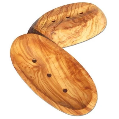 Olivenholz erleben Seifenschale oval groß (L16) mit Rille aus Olivenholz