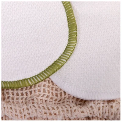 OrganicMom® 16 Bio-Baumwolle Abschminkpads waschbar in natur + grün inkl. Baumwollbeutel