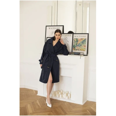 Oversize Trench Coat Navy Blue