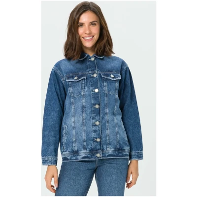 Oversized Denim Jacket Women - Dark Wash