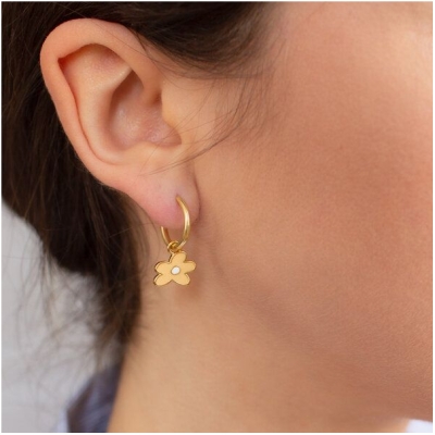 Paeoni Colors Blumen-Creolen, Ohrringe aus 18k Gold Vermeil, 925 Sterling Silber