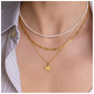 Paeoni Colors Blumen-Halskette aus 18k Gold Vermeil, 925 Sterling Silber