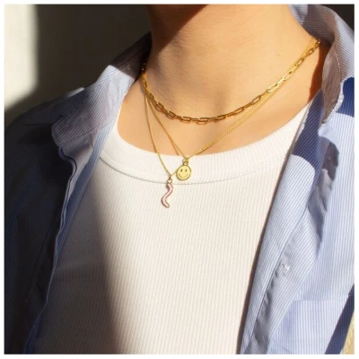 Paeoni Colors Halskette mit Curvy-Anhänger aus 18k Gold Vermeil, 925 Sterling Silber