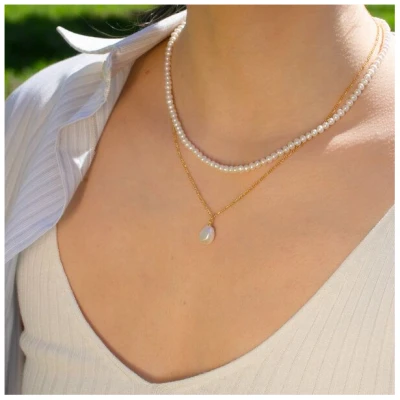 Paeoni Colors Halskette mit Perlenanhänger aus 18k Gold Vermeil & Süßwasserperle