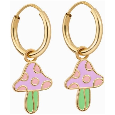 Paeoni Colors Pilz-Creolen, Ohrringe aus 18k Gold Vermeil, 925 Sterling Silber