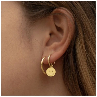 Paeoni Colors Smiley-Creolen, Ohrringe aus 18k Gold Vermeil, 925 Sterling Silber