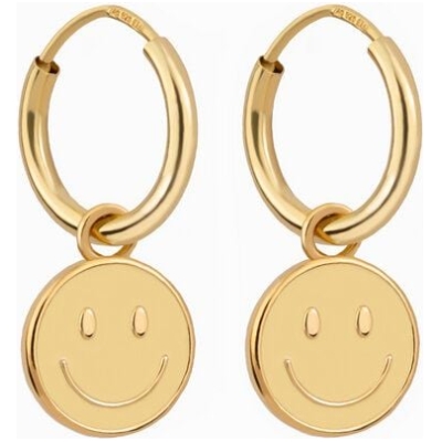 Paeoni Colors Smiley-Creolen, Ohrringe aus 18k Gold Vermeil, 925 Sterling Silber