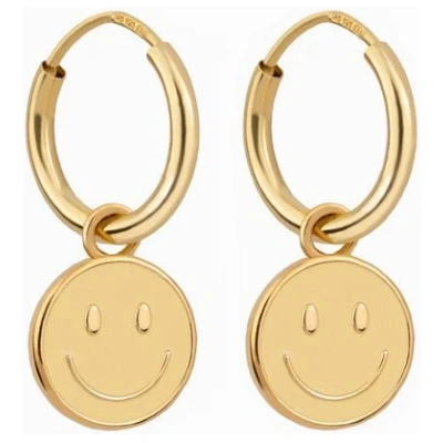 Paeoni Colors Smiley-Creolen, Ohrringe aus 18k Gold Vermeil, 925 Sterling Silber