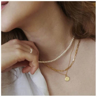 Paeoni Colors Smiley-Halskette aus 18k Gold Vermeil, 925 Sterling Silber