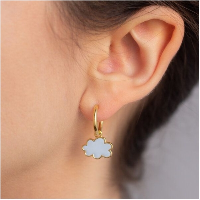 Paeoni Colors Wolken-Creolen, Ohrringe aus 18k Gold Vermeil, 925 Sterling Silber