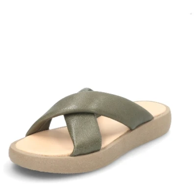 Pantolette aus Bio-Leder, lorbeer 37